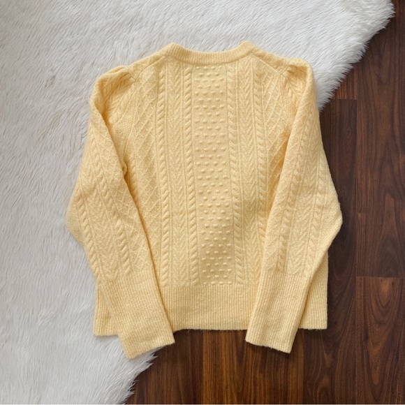 J. Crew Stretch Wool Cable-knit Crewneck Sweater in Yellow - Picture 3 of 7